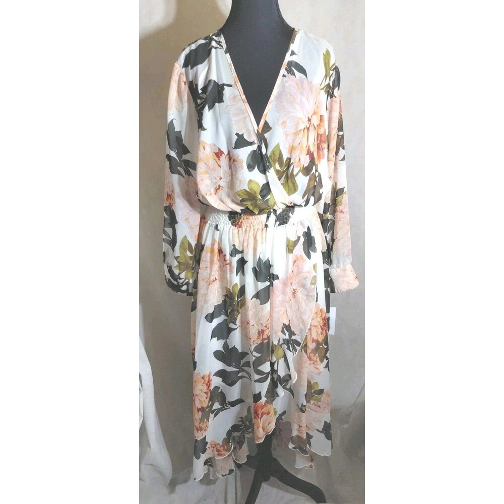 Enfocus studio Coquette  Maxi  Dress Foral Sheer  16 W High Low